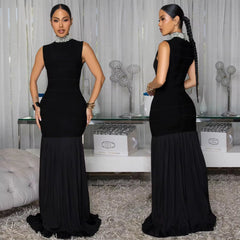 Maxi Dress woman Pleated Bodycon Dress