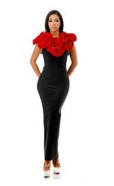 Maxi Bandage dress with flower Detail