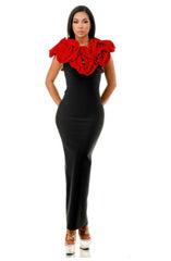 Maxi Bandage dress with flower Detail