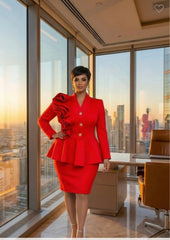 Structured Peplum Skirt Suit