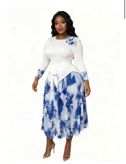 Elegant Floral Pleated Skirt Set