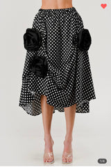 3D Floral Polka Dot Skirt
