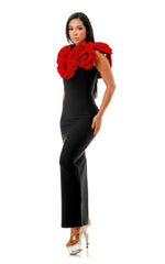Maxi Bandage dress with flower Detail