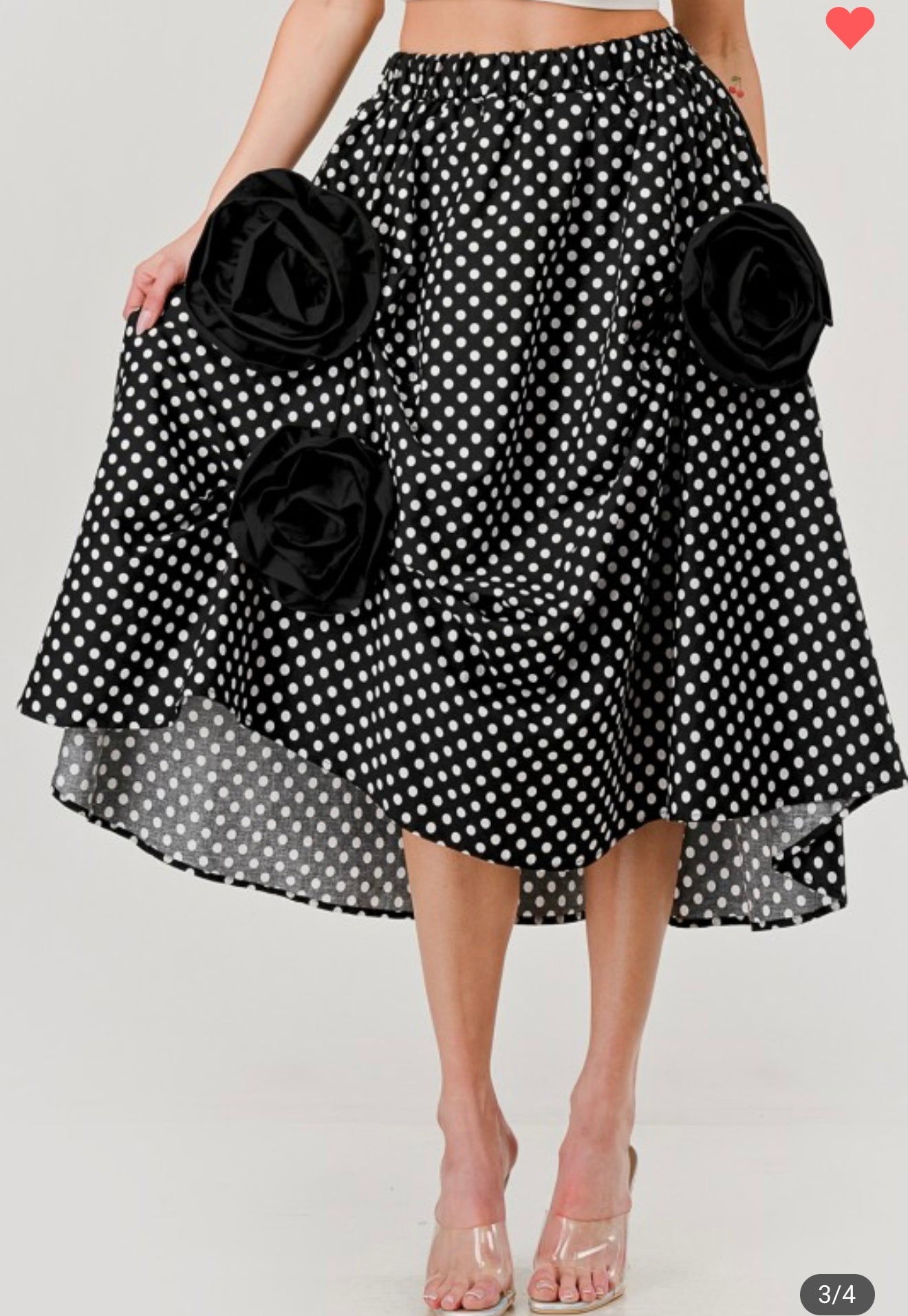 3D Floral Polka Dot Skirt
