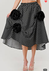 3D Floral Polka Dot Skirt